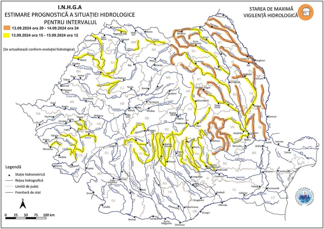 Au fost emise mai multe avertizări hidrologice: