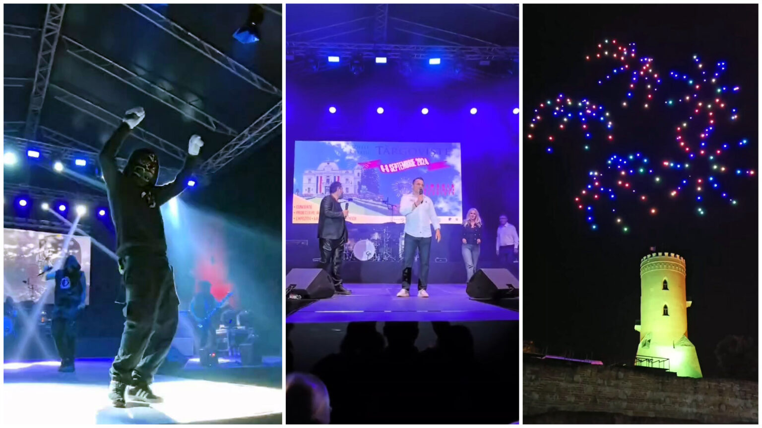 Un spectacol inedit cu drone și foc de artificii, a încheiat Zilele Cetății Târgoviște.