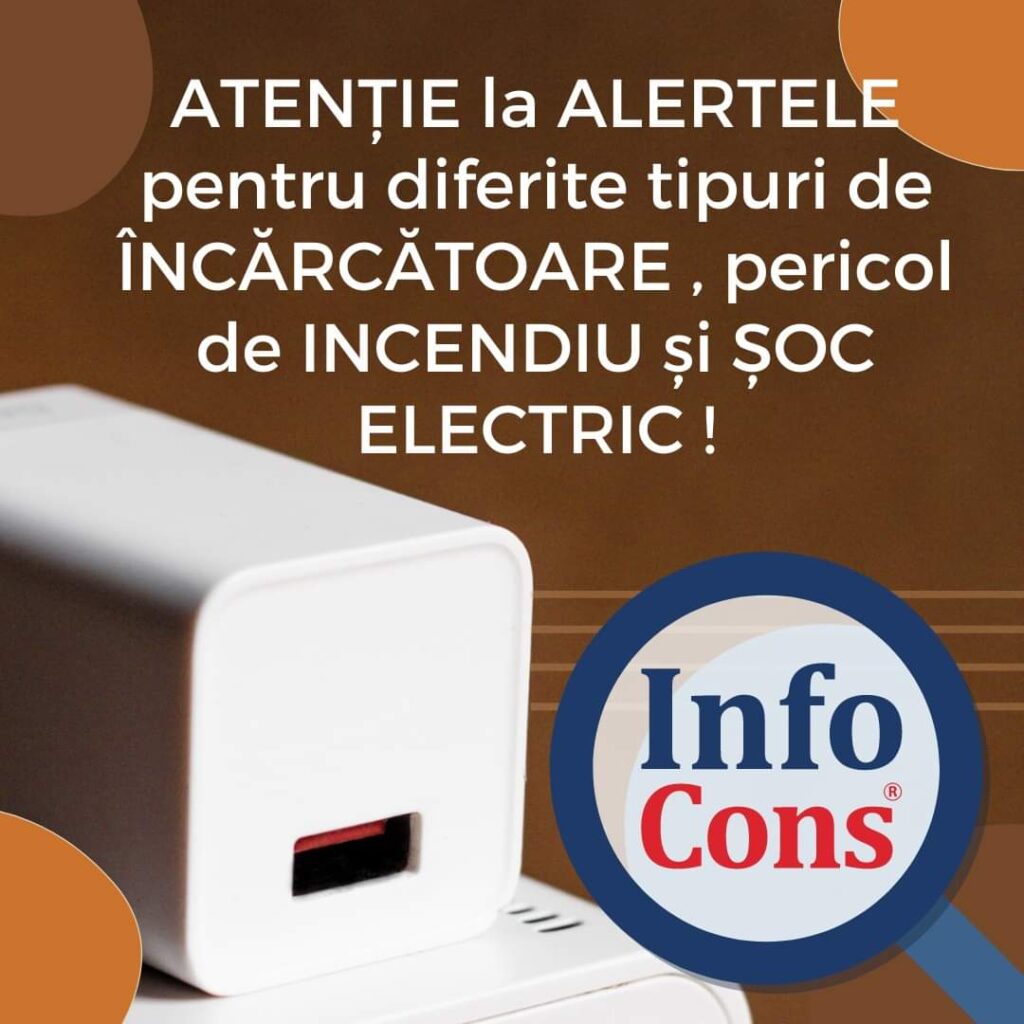 InfoCons Protecția Consumatorilor avertizează asupra riscurilor asociate încărcătoarelor, conform alertelor europene InfoCons Protecția Consumatorilor a emis o avertizare cu privire la riscurile asociate încărcătoarelor, conform alertelor