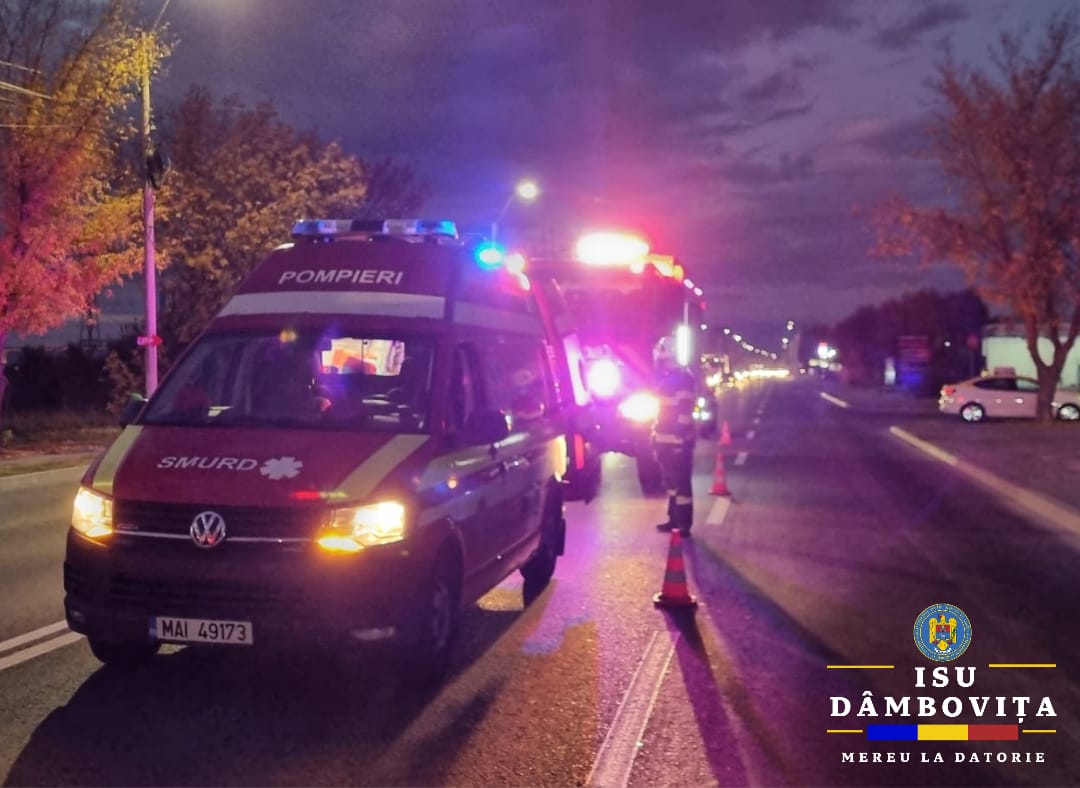 Clipe de groază pe Șoseaua Găești din municipiul Târgoviște, o intervenție promptă a autorităților a avut loc după un accident