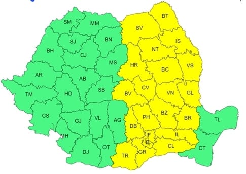 ATENȚIONARE METEOROLOGICĂ COD GALBEN de PLOI ÎN JUDEȚUL DÂMBOVIȚA , interval de valabilitate: 05 octombrie 2024