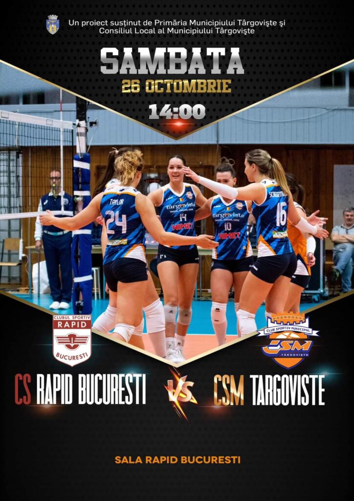 CSM Târgoviște se pregătește pentru un duel crucial împotriva CS Rapid București CSM Târgoviște se pregătește pentru un duel crucial împotriva CS Rapid București, pe 26 octombrie, la ora 14:00, Sala Polivalentă Rapid