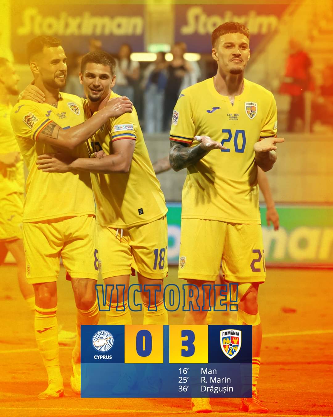 Naționala României a obținut victorie categorică împotriva Ciprului Naționala României a reușit să continue pe drumul victoriei în campania de calificare, obținând o victorie categorică împotriva Ciprului, cu scorul de 3-0.