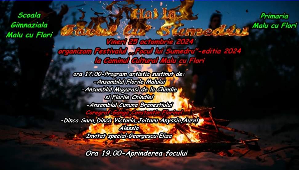 Comuna Malu cu Flori sărbătorește "Focul lui Sumedru" pe 25 octombrie, comunitatea  alături ds primarul Ion Constantin