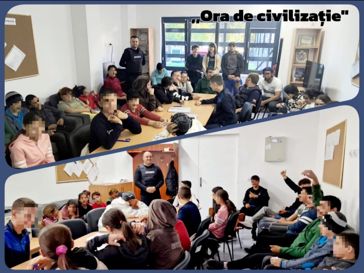 „Ora de civilizație” cu jandarmii dâmbovițeni la Școala Gimnazială Specială Târgoviște.