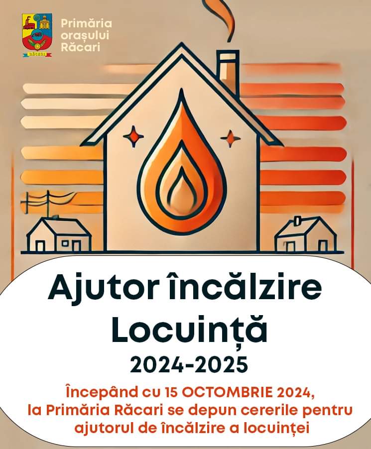 Primăria Răcari dă startul din 15 octombrie la programul de ajutor pentru încălzirea locuințelor în sezonul rece Primăria Răcari a anunțat că, începând cu data de 15 octombrie 2024, cetățenii pot depune cererile pentru ajutorul de încălzire a locuinței