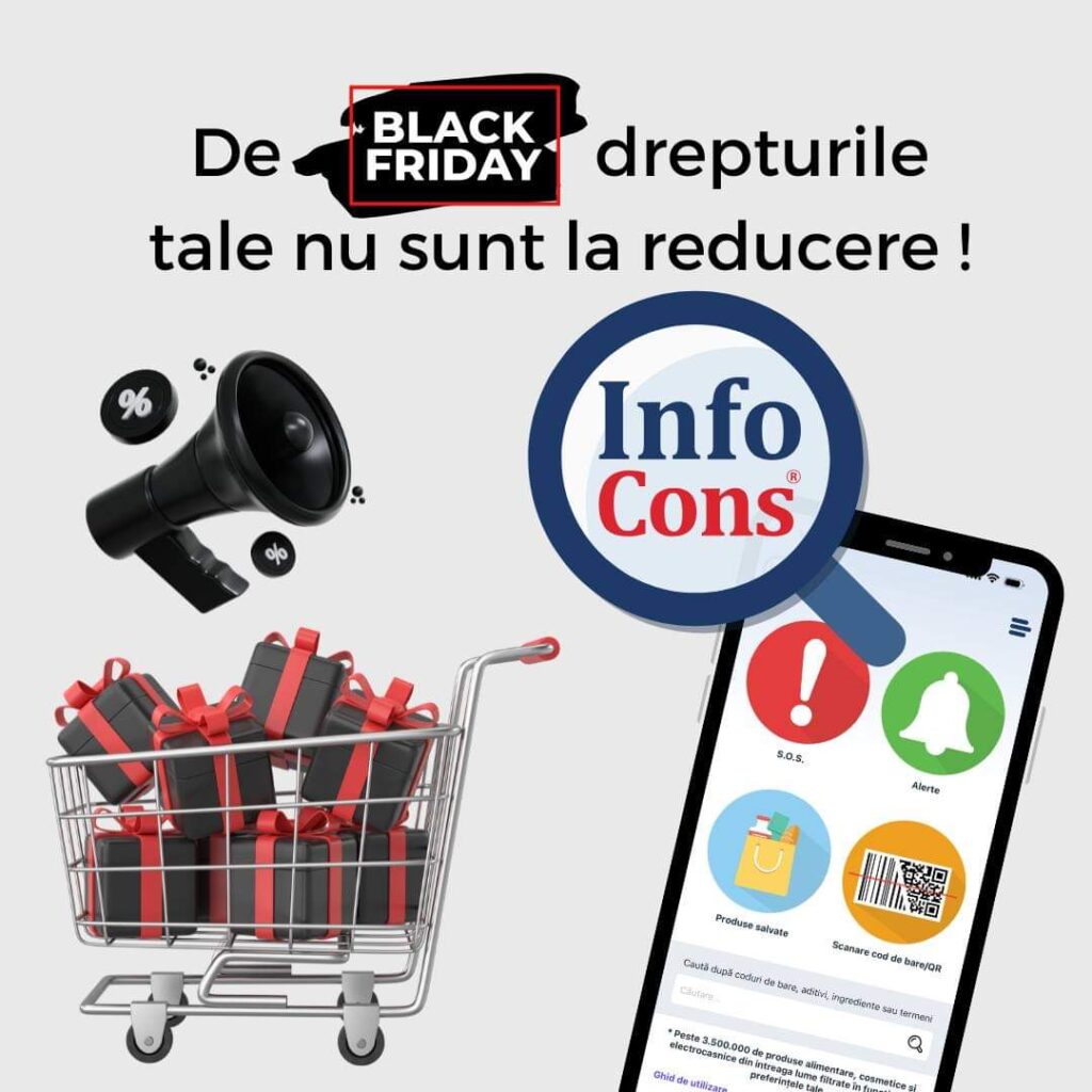 InfoCons: De Black Friday, drepturile consumatorilor nu sunt la reducere InfoCons: De Black Friday, drepturile consumatorilor nu sunt la reducere, fiți vigilenți.