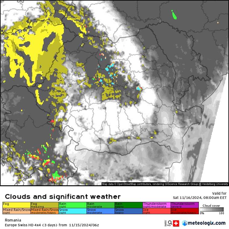 Atenționare meteo, autoritățile meteorologice au emis o avertizare pentru perioada 15-16 noiembrie 2024, vizând majoritatea