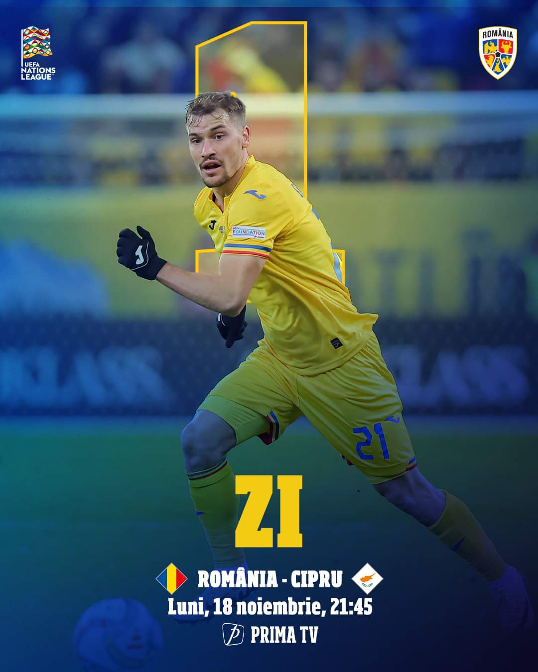 Hai România! Naționala României va înfrunta Cipru într-un meci crucial pe Arena Națională, luni seară, 19 noiembrie