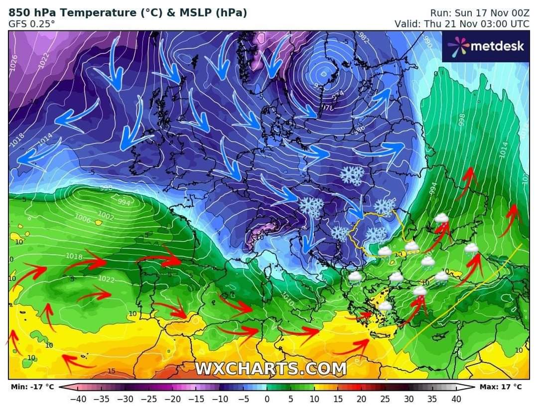 ESTE OFICIAL: Vin ninsori viscolite în majoritatea zonelor , în perioada 20-22 noiembrie, România se pregătește pentru un spectacol al iernii