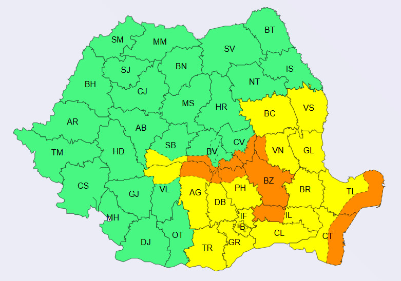 Alertă meteo în Dâmbovița: COD GALBEN de VÂNT PUTERNIC, după ora prânzului rafalele pot atinge 50-70 km/h