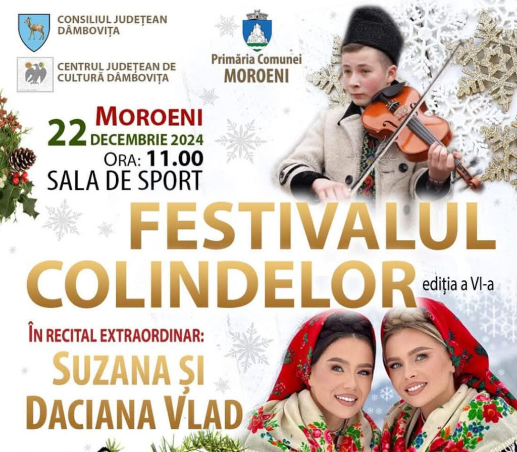 Festivalul Colindelor, ediția a VI-a, aduce magie la Moroeni, pe 22 decembrie, un eveniment tradițional care păstrează