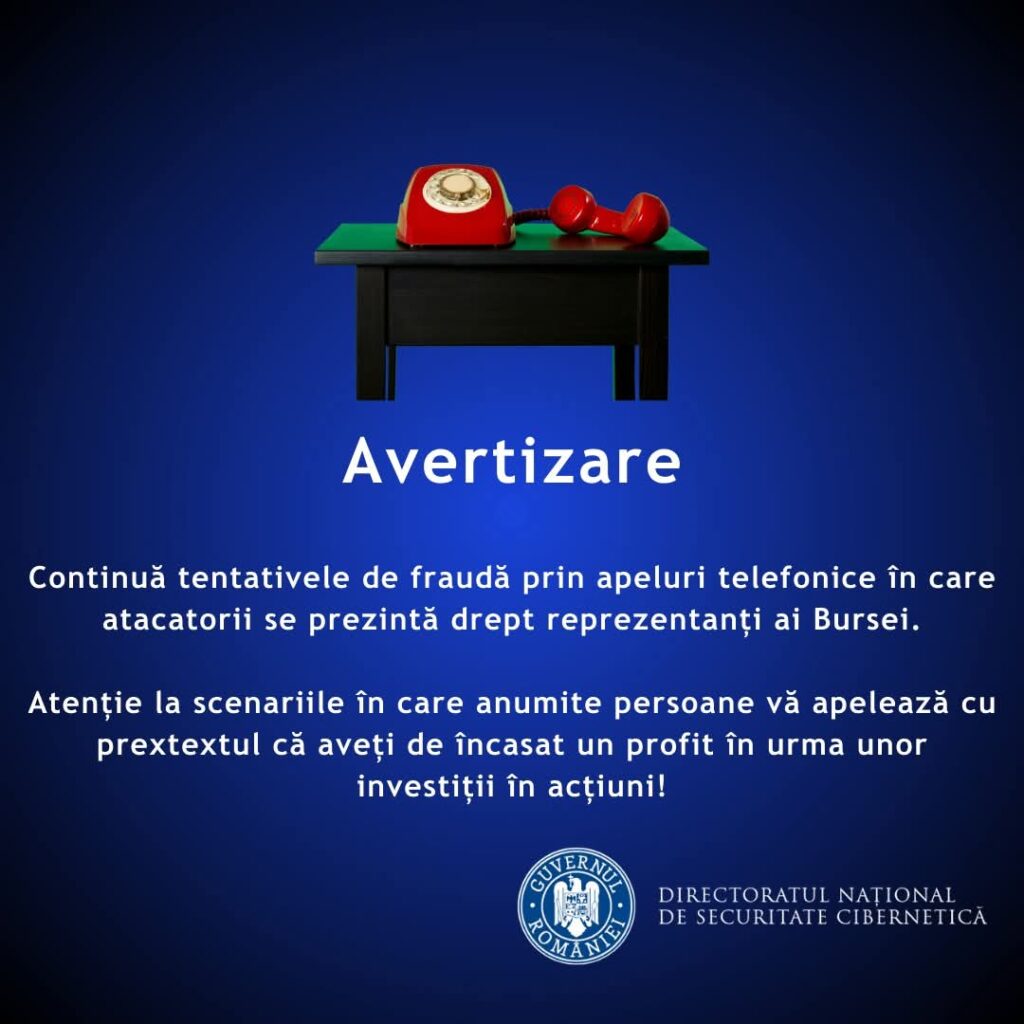 ALERTĂ de ULTIMĂ ORĂ: Continuă campania de fraudă prin apeluri telefonice ALERTĂ de ULTIMĂ ORĂ: Continuă campania de fraudă prin apeluri telefonice din partea unor infractori care se deghizează în reprezentanți