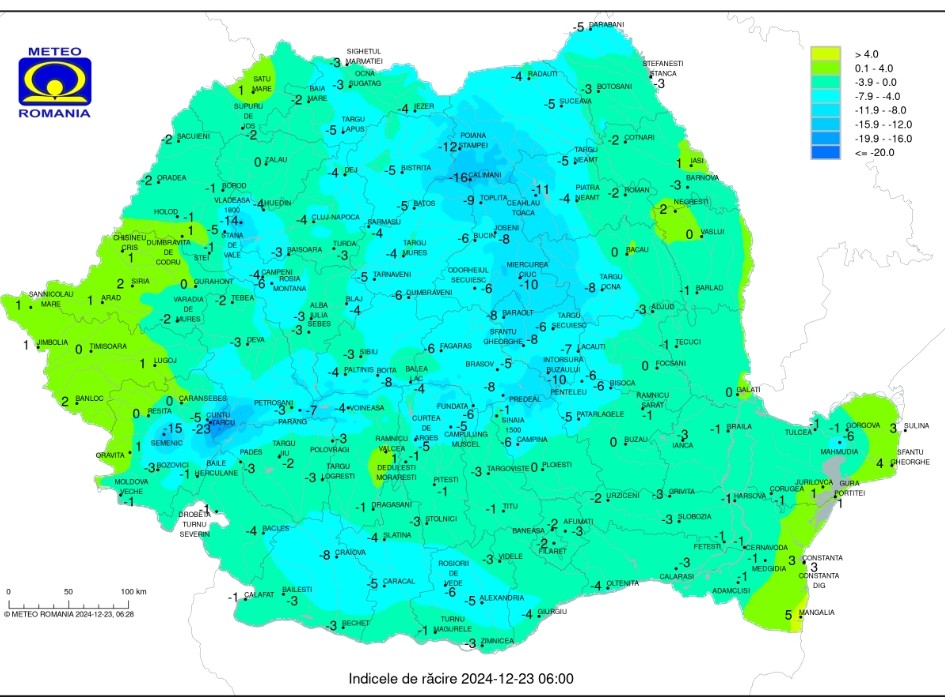 În această dimineață, Târgoviște s-a trezit cu temperaturi de -3 grade Celsius și o senzație termică de -5 grade, iar vremea nu promite prea multe îmbunătățiri în următoarele ore.