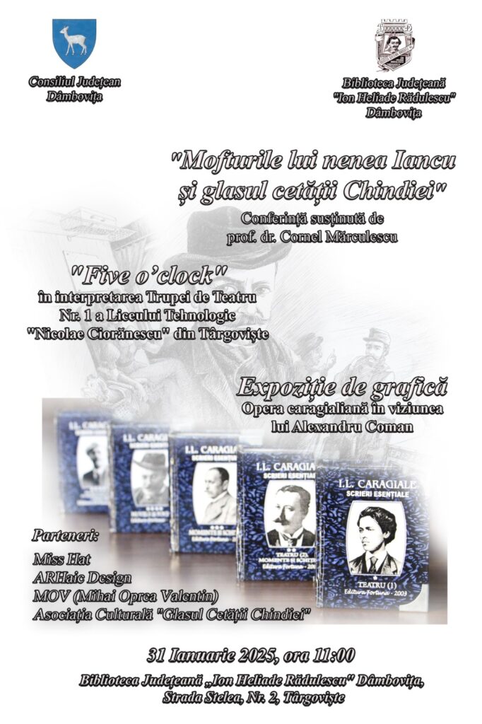 Omagiu adus lui I.L. Caragiale la Biblioteca Județeană Dâmbovița Omagiu adus lui I.L. Caragiale, pe 31 ianuarie 2025, la ora 11.00, Biblioteca Județeană „Ion Heliade Rădulescu” din Dâmbovița
