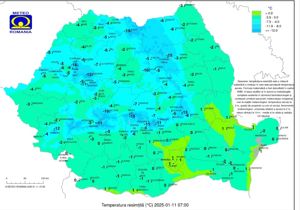 Prognoza meteo pentru 11 ianuarie 2025, vremea s-a răcit considerabil în noaptea de 11 ianuarie, iar prognoza meteo indică un weekend cu fenomene meteorologice specifice sezonului rece.