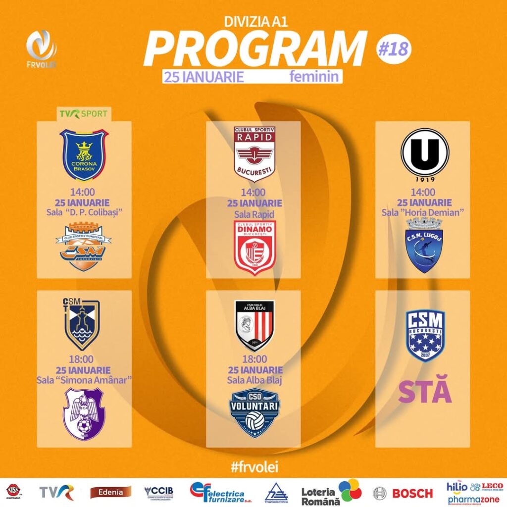 Etapa a 18-a din Divizia A1 Volei Feminin: Meciuri de foc pentru podium și play-off Etapa a 18-a din Divizia A1 Volei Feminin promite să fie una incitantă, cu meciuri de mare rivalitate și echipe hotărâte să lupte pentru poziții privilegiate în clasament.