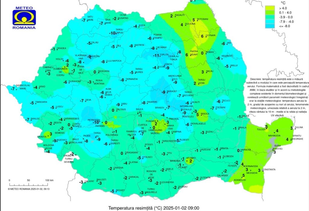 De astăzi, 2 ianuarie, vremea se  schimbă:  Ploi, lapoviță  și intensificări de vânt în toată țara.