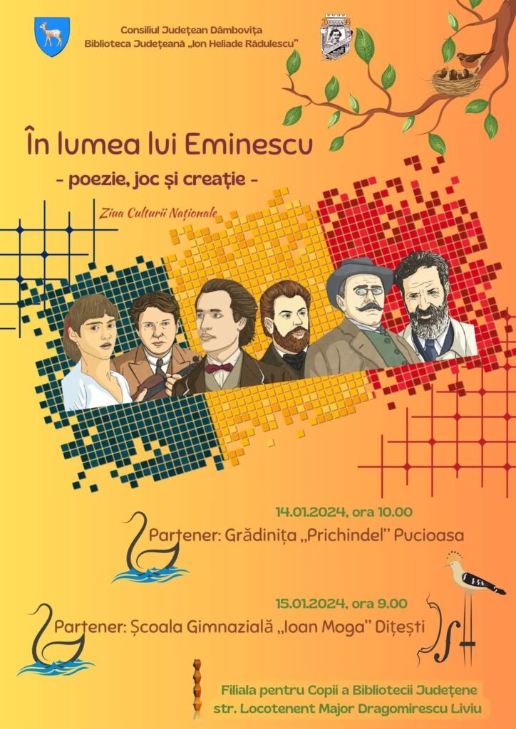 Ziua Culturii Naționale va fi sărbătorită prin evenimente educaționale, Filiala pentru Copii a Bibliotecii Județene „I. H. Rădulescu”
