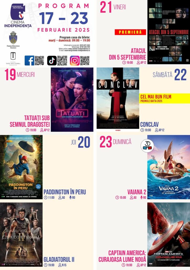 Săptămâna aceasta, marele ecran de la Cinema Independența din inima orașului Târgoviște te așteaptă cu povești captivante și emoție pură!