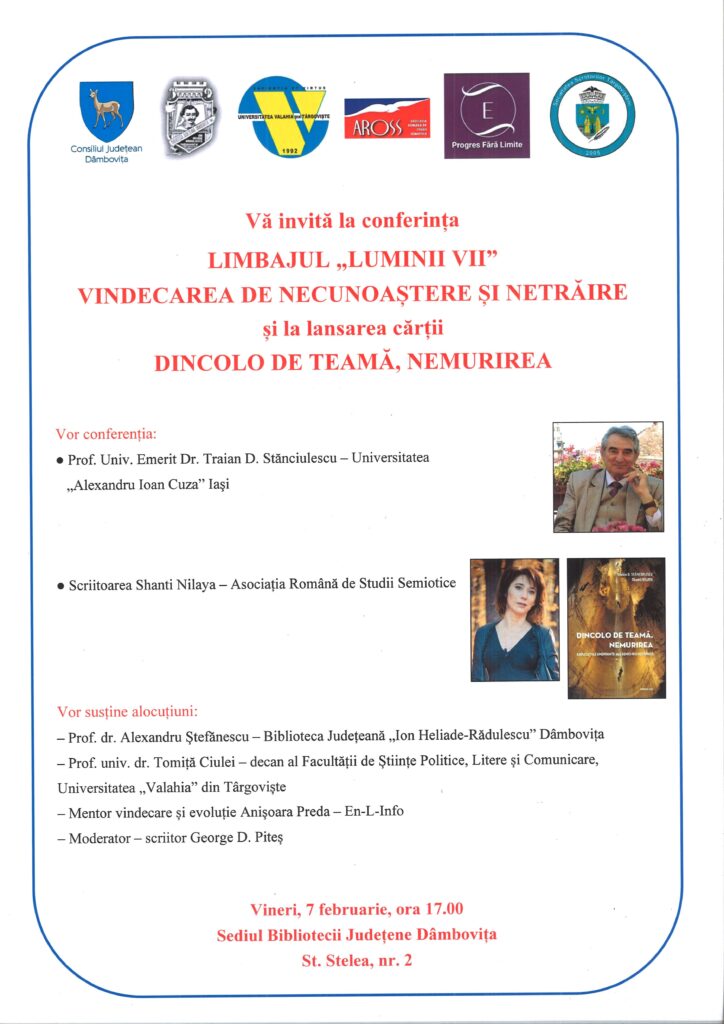 Eveniment cultural de excepție la Biblioteca Județeană „I.H. Rădulescu” Dâmbovița Eveniment cultural, vineri, 7 februarie 2025, la ora 17:00, Biblioteca Județeană „I.H. Rădulescu” Dâmbovița, în parteneriat cu Universitatea „Valahia” din Târgoviște