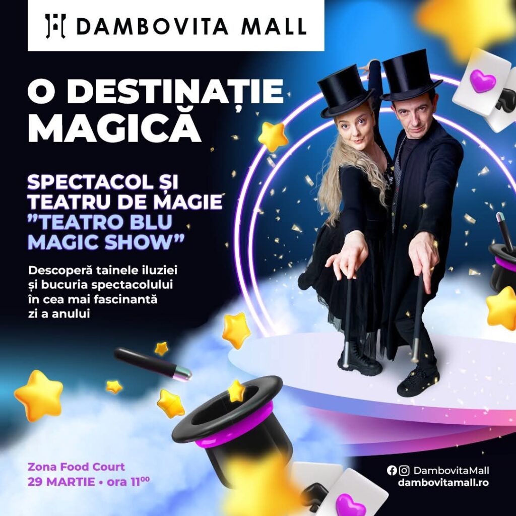 Magia prinde viață la Dâmbovița Mall, pe 29 martie, micuții sunt invitați la un spectacol fascinant, unde iluziile devin realitate!