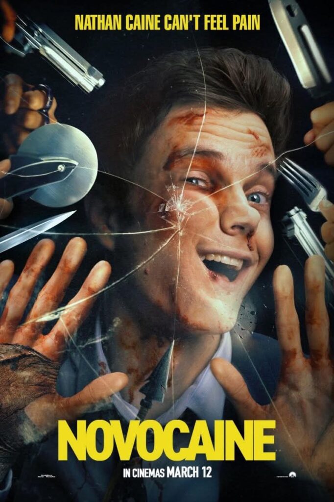 "Novocaină" , o explozivă combinație de acțiune și comedie, la Cinema Independența din Târgoviște, pe 21 martie 2025, de la ora 19:00.