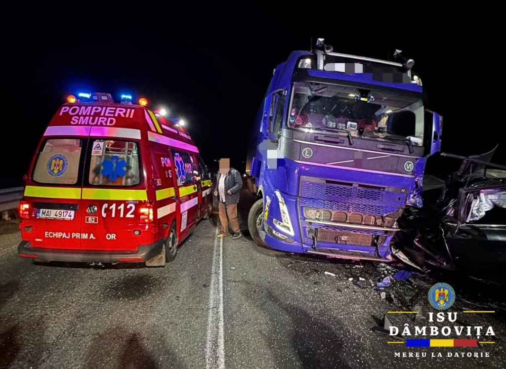 Coliziune pe DN 61 între un tir și un autoturism .În dimineața zilei de 10 martie 2025, în jurul orei 03:15, polițiștii din cadrul Formațiunii Rutiere Găești au intervenit la un accident rutier produs pe DN 61, în apropierea localității Petrești.