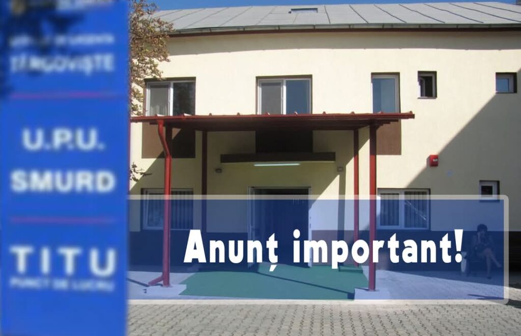 Primăria Titu informează cetățenii că, din motive tehnice, Unitatea de Primiri Urgențe (UPU) Titu nu va fi funcțională în data de 21 martie 2025.