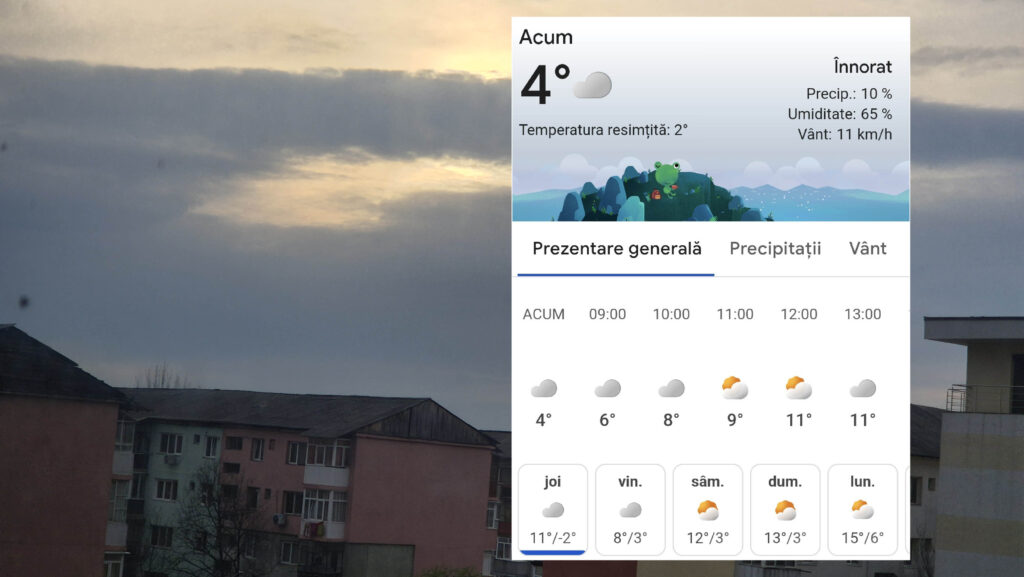 Alertă meteo: Iarnă și primăvară în aceeași zi: România, sub semnul extremelor meteo Alertă meteo, iarnă și primăvară în aceeași zi.Astăzi, 10 aprilie, România se află sub influența unor condiții meteo neobișnuite, cu o combinație de temperaturi scăzute de iarnă și valori mai ridicate specifice primăverii. În multe zone ale țării, inclusiv în Târgoviște, vor exista ninsori ușoare și perioade de soare, iar termometrele vor înregistra fluctuații semnificative.