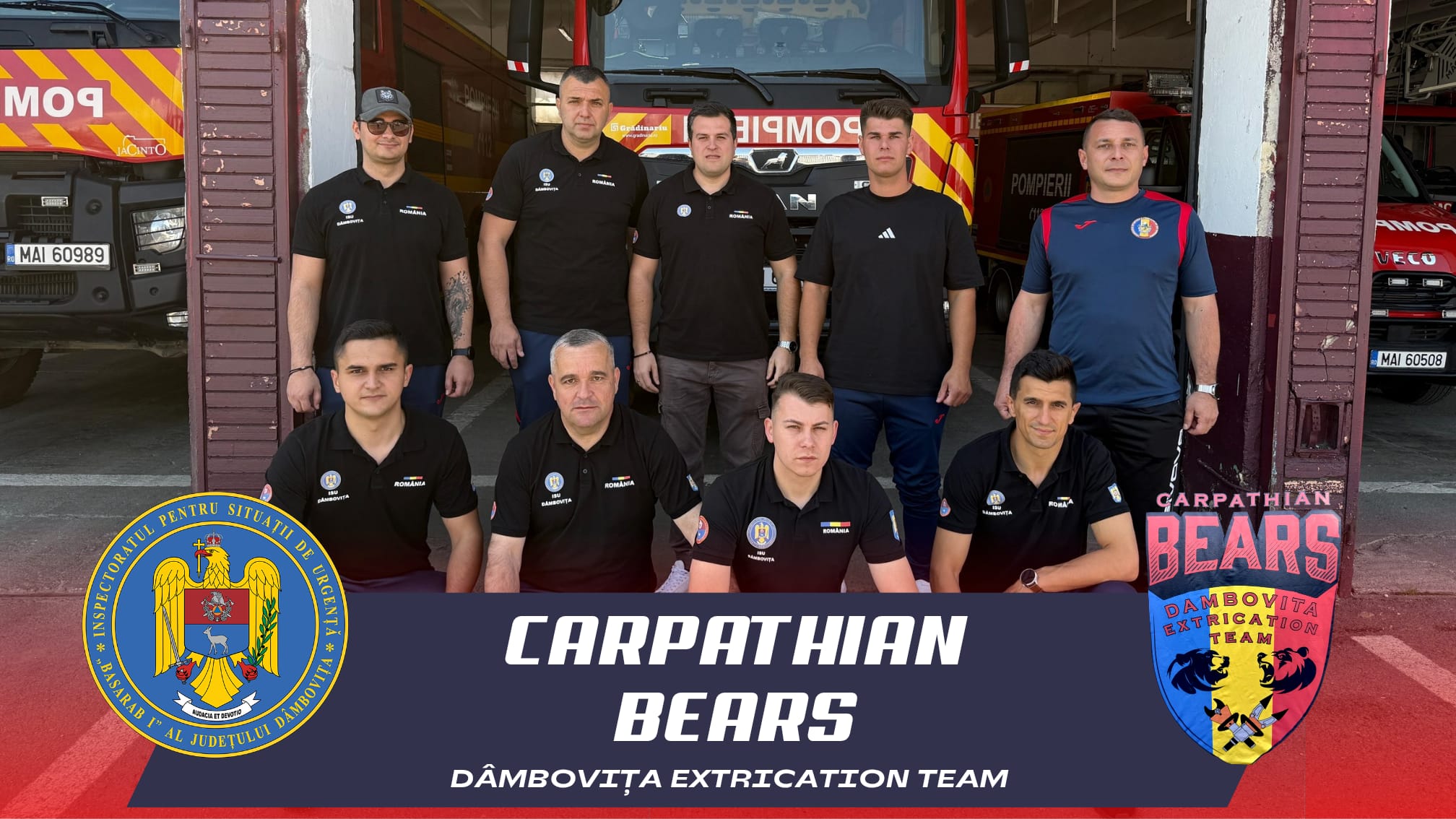 Carpathian Bears Dâmbovița, eroii din teren, pompierii dâmbovițeni scriu, din nou, o poveste de curaj și profesionalism! Echipa „Carpathian Bears Dâmbovița Extrication Team”, formată din salvatori ai Inspectoratului pentru Situații de Urgență „Basarab I” Dâmbovița, reprezintă cu onoare județul la faza zonală a Competiției Naționale de Descarcerare și Prim Ajutor Calificat, organizată la Călărași.
