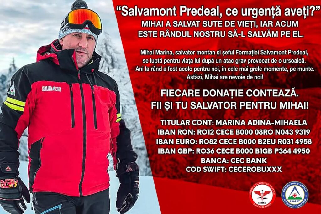 Fii și tu salvator pentru Mihai! Mihai Marina, șeful Formației Salvamont Predeal și unul dintre cei mai respectați salvatori montani din România