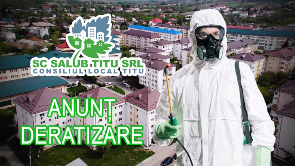 Primăria Titu, în colaborare cu SC SALUB TITU SRL, informează cetățenii că, în perioada 06-16 aprilie 2025, cu posibilitate de prelungire în funcție de condițiile meteo, vor avea loc lucrări de deratizare (combaterea rozătoarelor) pe domeniul public al orașului.