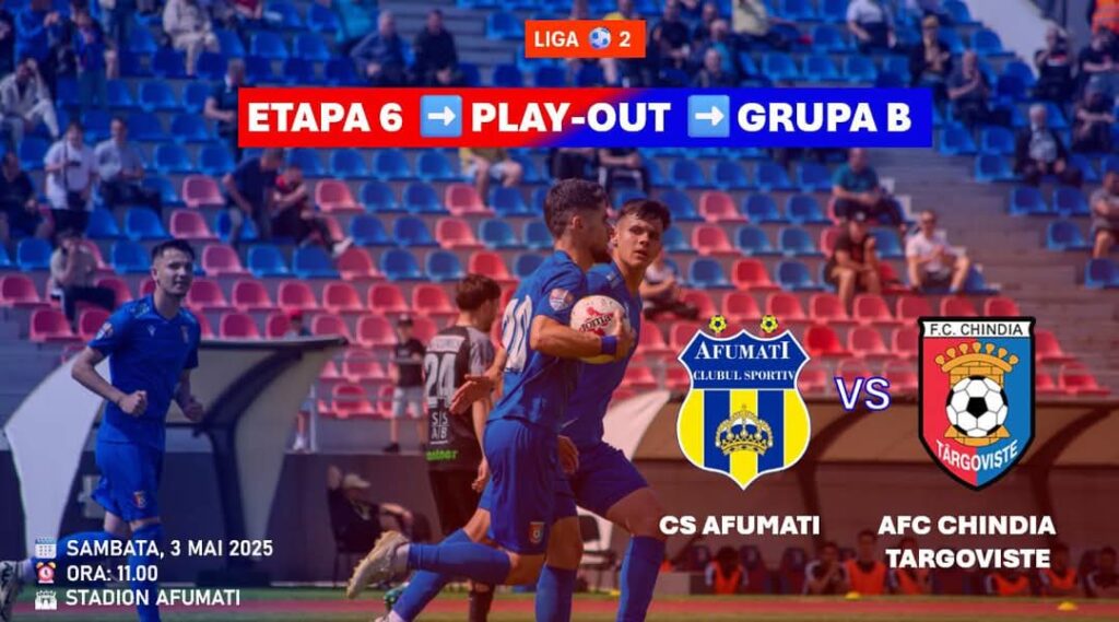 Chindia Târgoviște joacă în deplasare cu CS Afumați, în etapa a 6-a din Play-Out, Grupa B – Liga 2