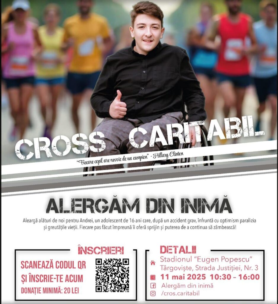 Târgoviște: Crosul Caritabil „Alergăm din Inimă” pentru susținerea lui Radu Mihai-Andrei