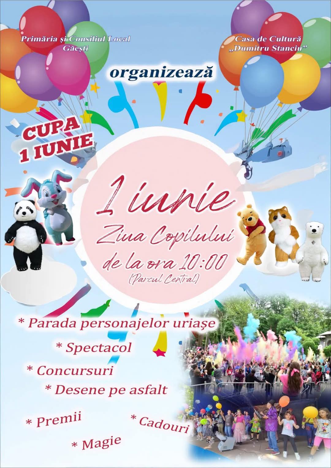 Găeștiul sărbătorește copilăria! Ziua Copilului, marcată cu distracție și surprize în Parcul Central