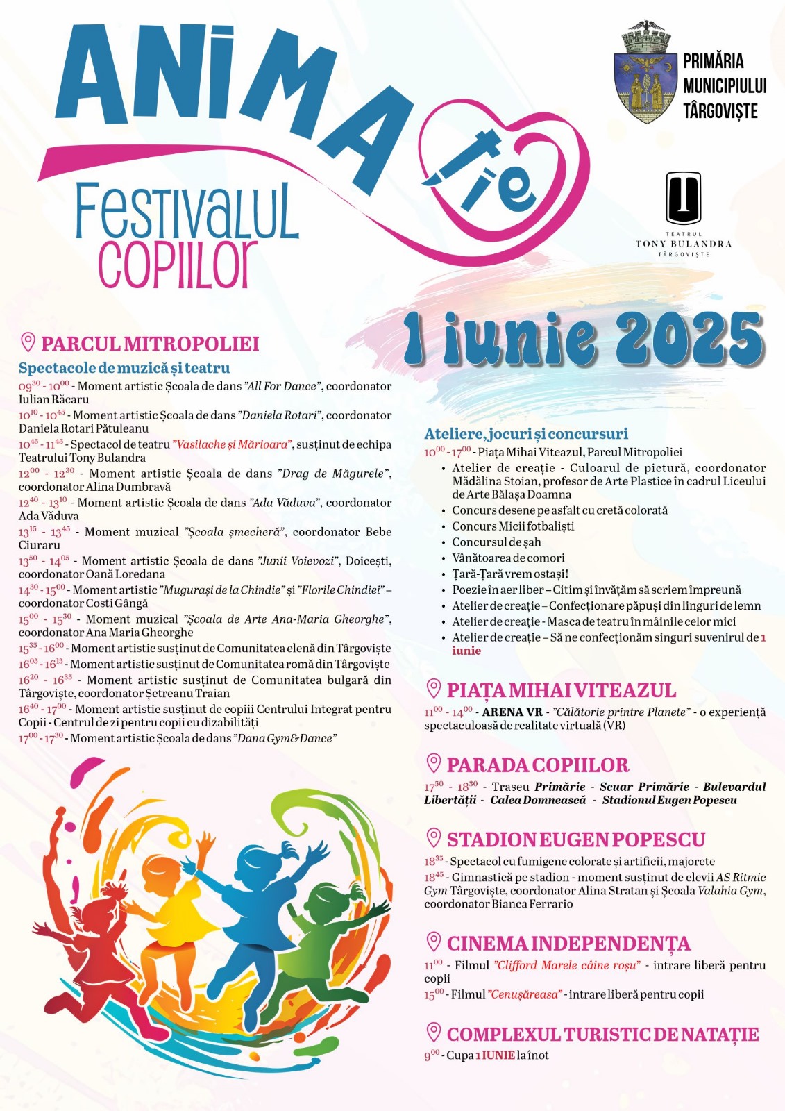 Orașul zâmbește copiilor: Târgoviște sărbătorește 1 Iunie cu Festivalul ANIMAție .VIDEO
