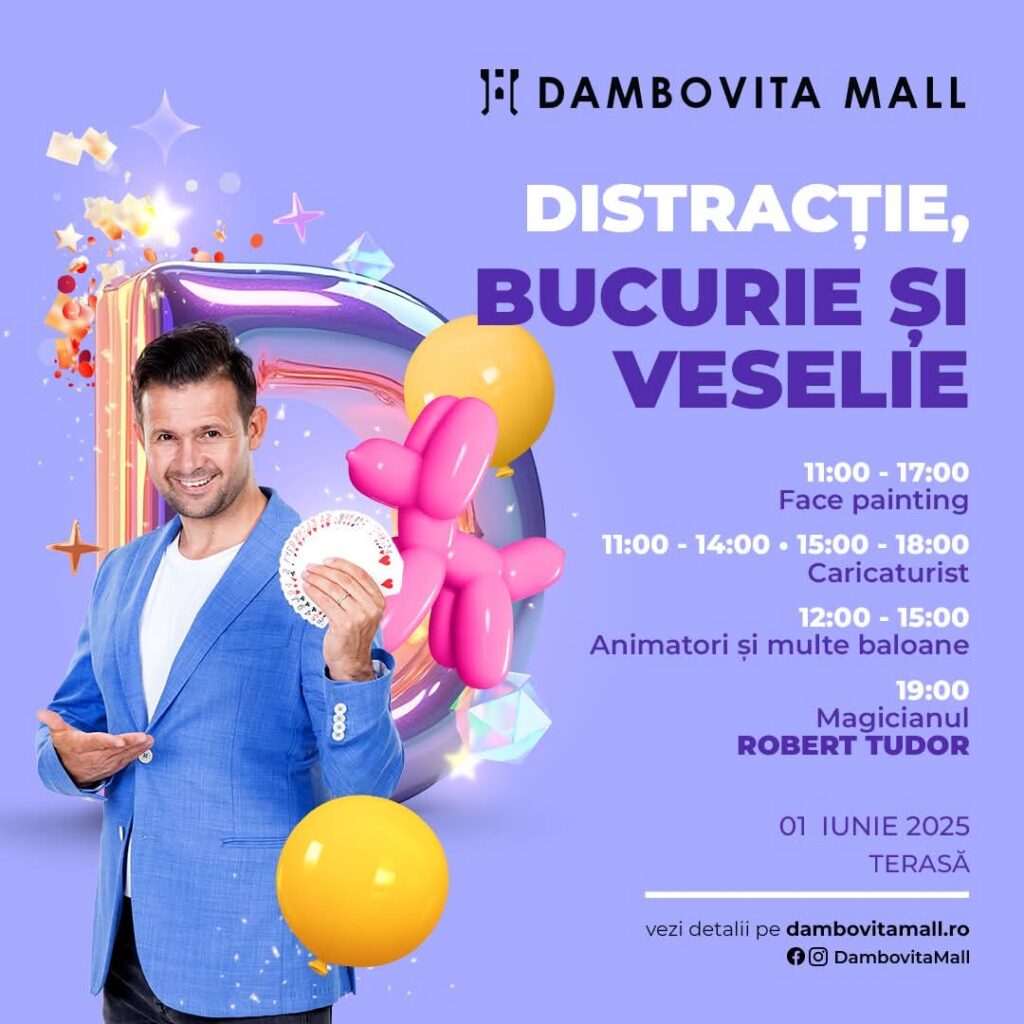 Robert Tudor aduce spectacolul magic al copilăriei la Dâmbovița Mall pe 1 iunie