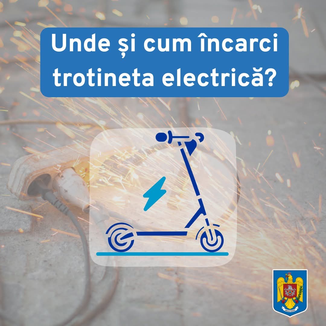 Siguranța la încărcarea trotinetelor electrice: ISU Dâmbovița oferă sfaturi pentru prevenirea accidentelor