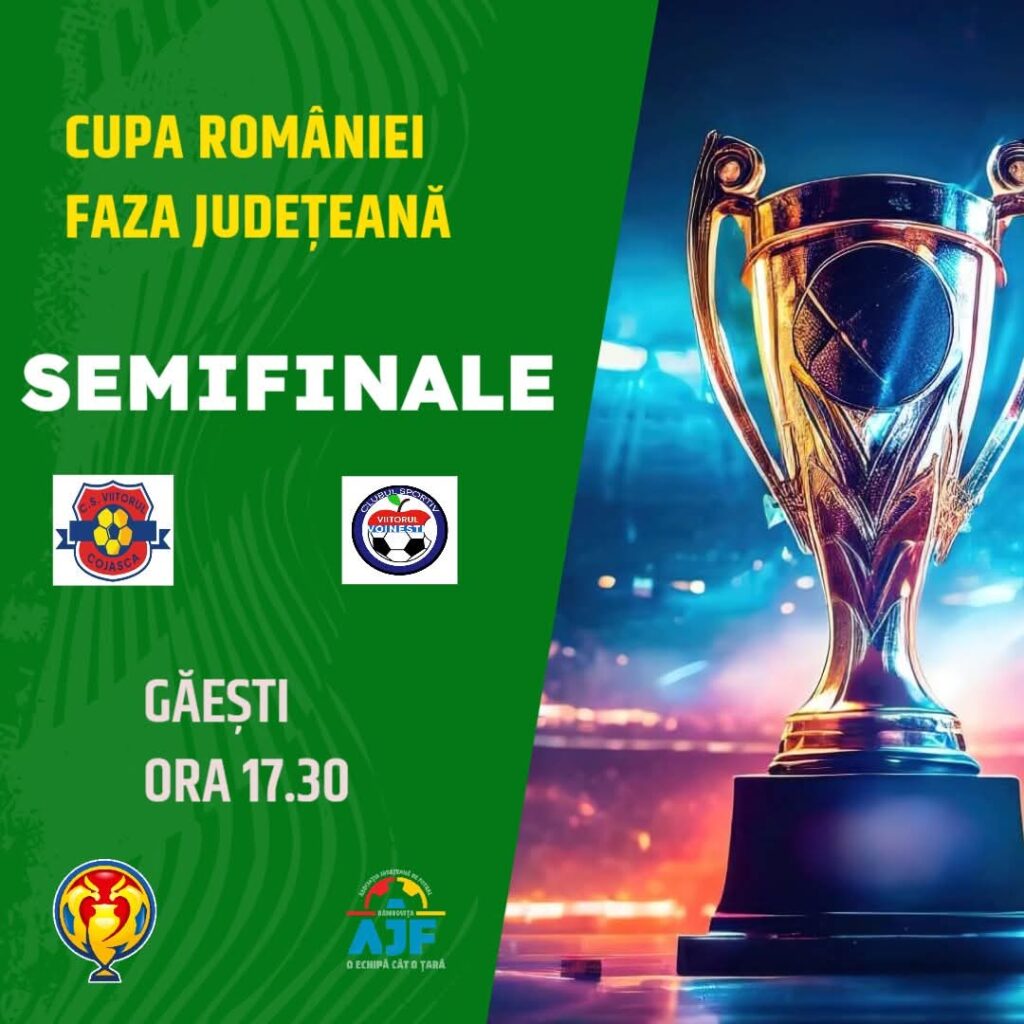 Stadionul din Găești găzduiește astăzi semifinală istorică în Cupa României – faza județeană Dâmbovița: Viitorul Cojasca – Viitorul Voinești Stadionul din Găești găzduiește astăzi semifinală istorică în Cupa României – faza județeană Dâmbovița: Viitorul Cojasca - Viitorul Voinești