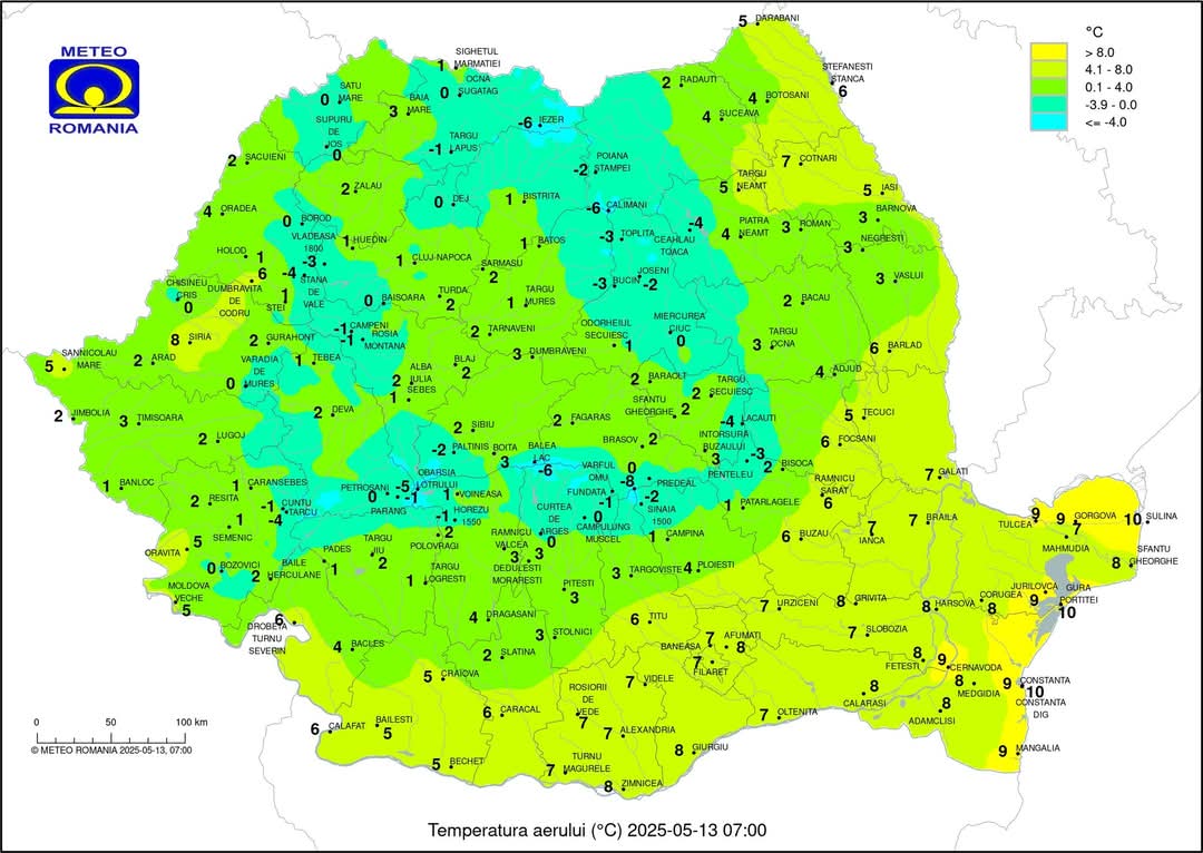 Vreme de mai cu răsturnări de temperatură, foarte rece și soare cu dinți