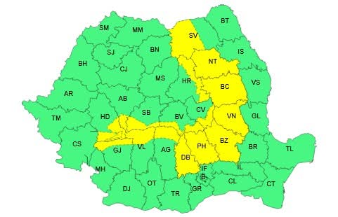 Atenționări meteo de COD GALBEN de instabilitate atmosferică în județul Dâmbovița
