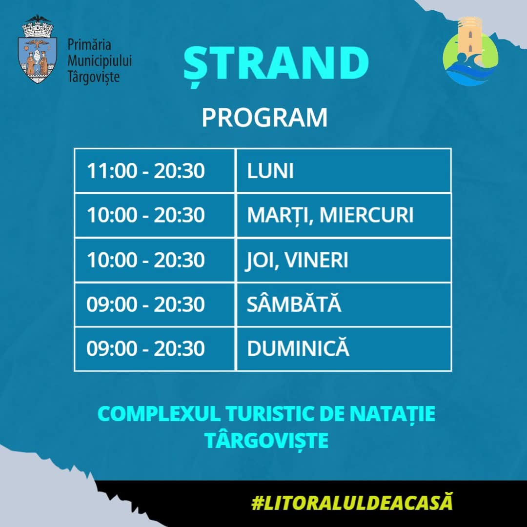 Se deschide ștrandul de la Complexul Turistic de Natație Târgoviște: Vara începe cu distracție și relaxare în aer liber