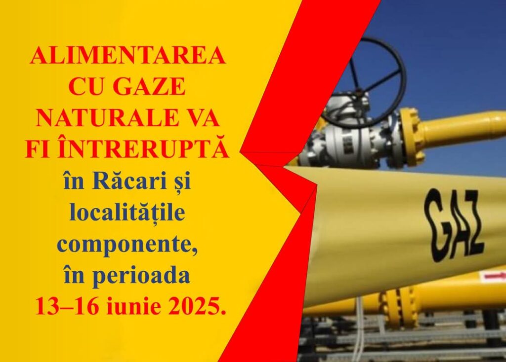 Întrerupere temporară a alimentării cu gaze naturale în Răcari și satele aparținătoare