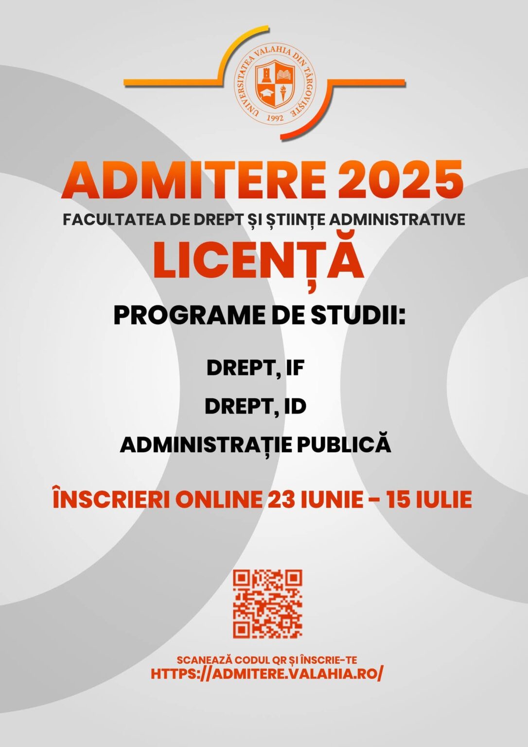 Fii tu schimbarea! Devino student la Drept sau Administrație Publică, la Universitatea „Valahia” din Târgoviște!