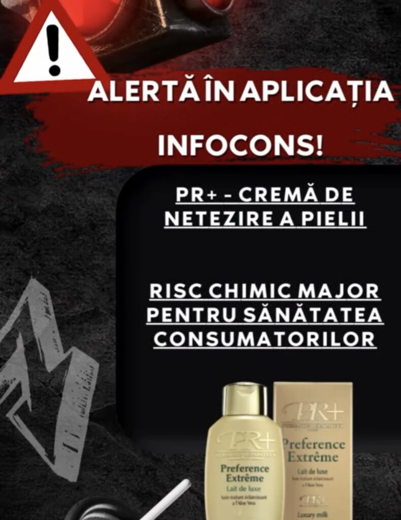 ALERTĂ pentru consumatori: Cremă PR+ de netezire a pielii conține o substanță interzisă, riscuri grave pentru sănătate ALERTĂ pentru consumatori: Cremă PR+ de netezire a pielii conține o substanță interzisă, riscuri grave pentru sănătate