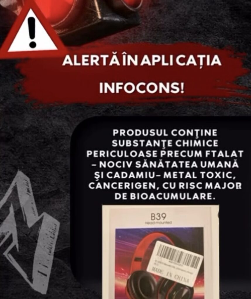 Avertisment pentru consumatori: Căști negre Muarron cu  risc chimic și pericol pentru mediu