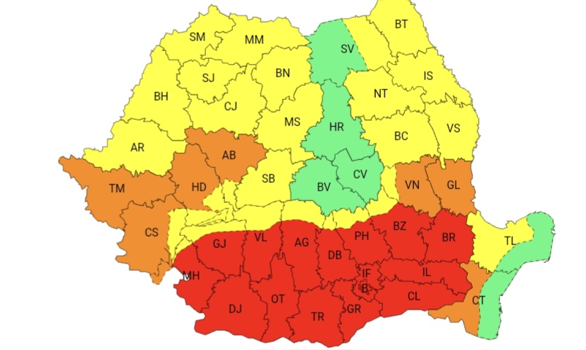 LUNI, 7 IULIE, COD ROȘU DE CANICULĂ ÎN JUDEȚUL DÂMBOVIȚA!