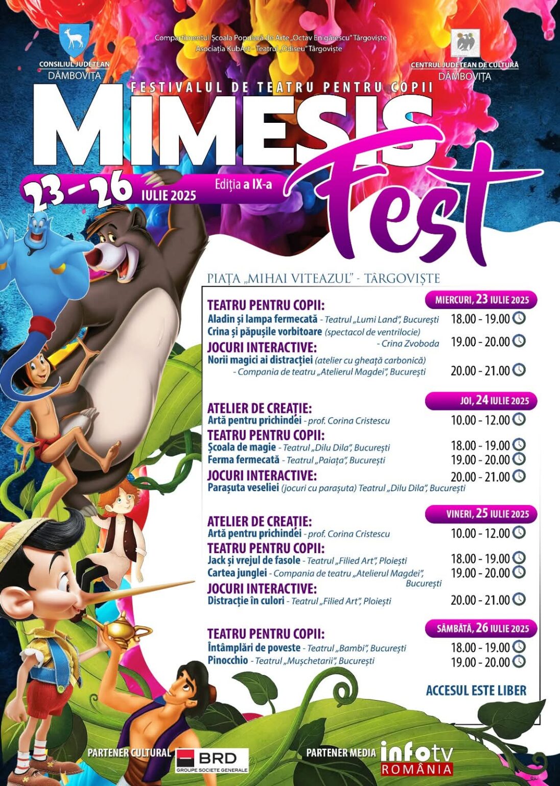 Festivalul de teatru pentru copii „Mimesis Fest” revine la Târgoviște cu ediția a IX-a, între 23 și 26 iulie 2025!