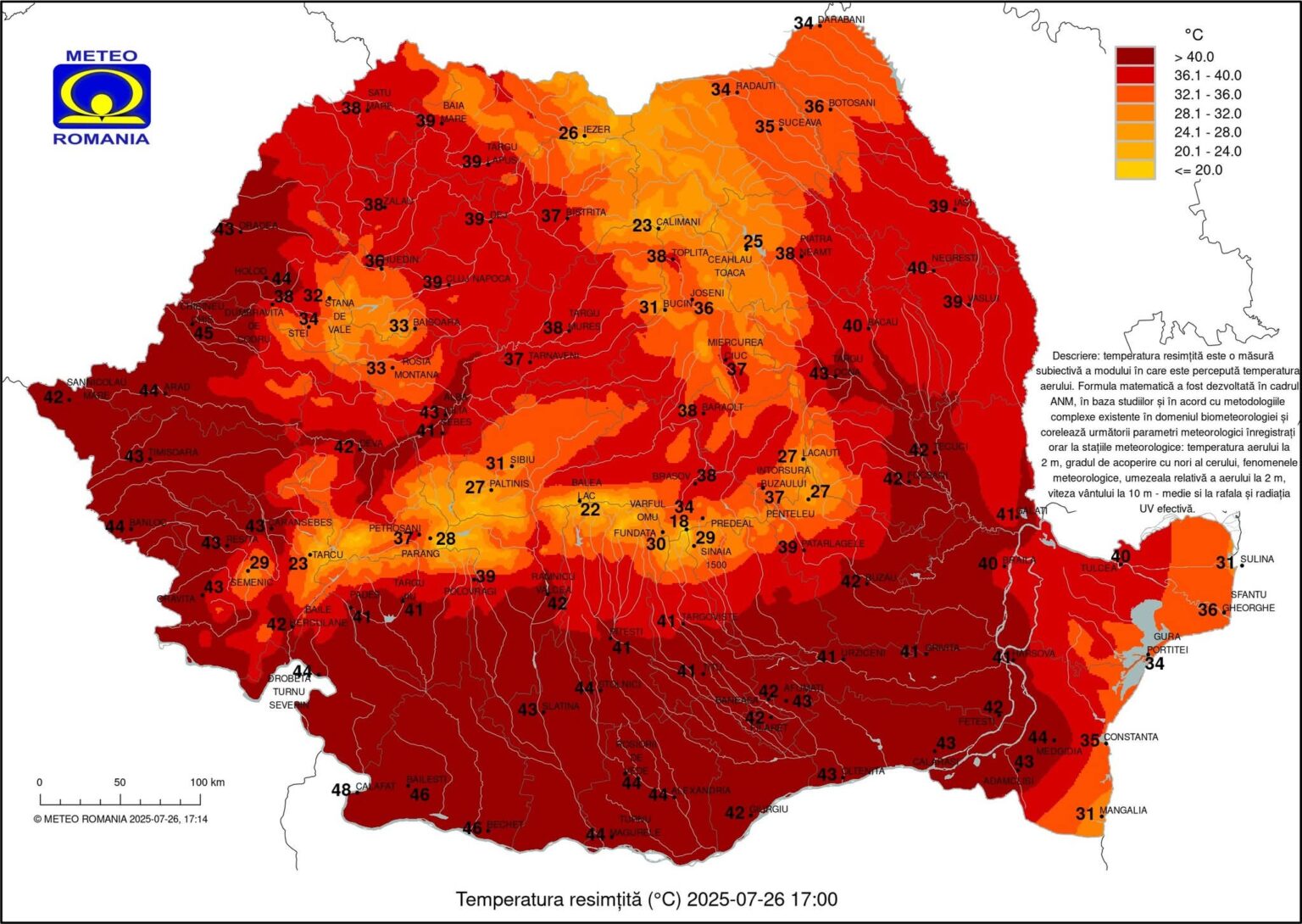 Ieri s-au resimțit temperaturi de până la 48°C la Calafat
